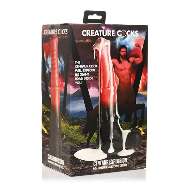 Creature Cocks Centaur Explosion Squirting Silicone Dildo - Black/Peach - Dongs & Dildos