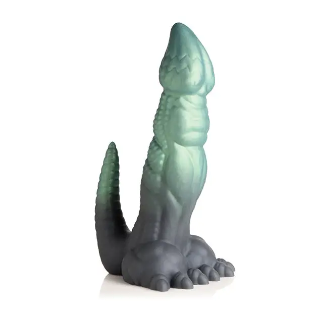 Creature Cocks Dickosaur Dinosaur Silicone Dildo - Black/Teal - Dongs & Dildos
