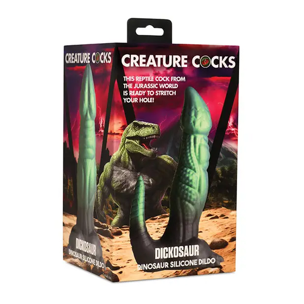 Creature Cocks Dickosaur Dinosaur Silicone Dildo - Black/Teal - Dongs & Dildos
