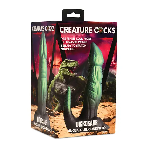 Creature Cocks Dickosaur Dinosaur Silicone Dildo - Black/Teal - Dongs & Dildos