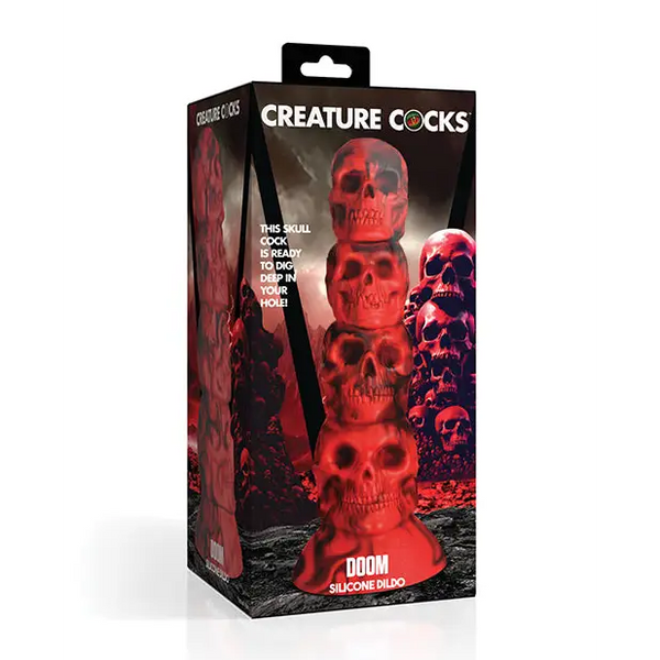 Creature Cocks Doom Silicone Dildo - Red/Black - Dongs & Dildos