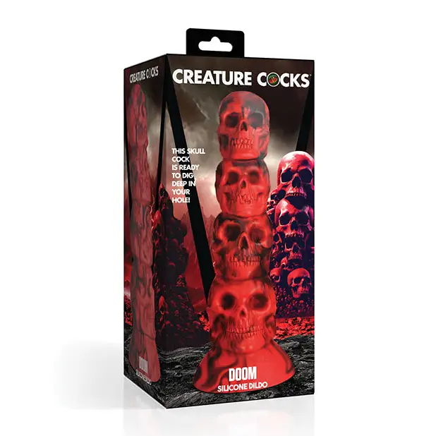 Creature Cocks Doom Silicone Dildo - Red/Black - Dongs & Dildos