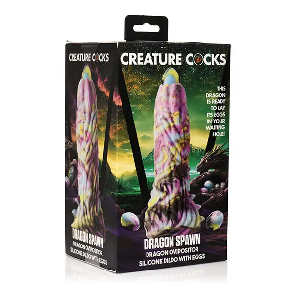 Creature Cocks Dragon Spawn Dragon Ovipositor Silicone Dildo w/Eggs - Multi Color - Dongs & Dildos