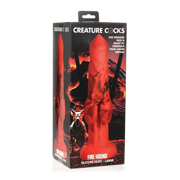 Creature Cocks Fire Hound Silicone Dildo - Large Red - Dongs & Dildos