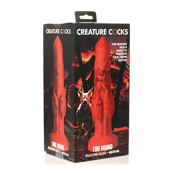 Creature Cocks Fire Hound Silicone Dildo - Medium Red - Dongs & Dildos