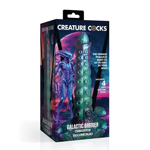 Creature Cocks Galactic Breeder Ovipositor Silicone Dildo w/Eggs - Multi Color - Dongs & Dildos