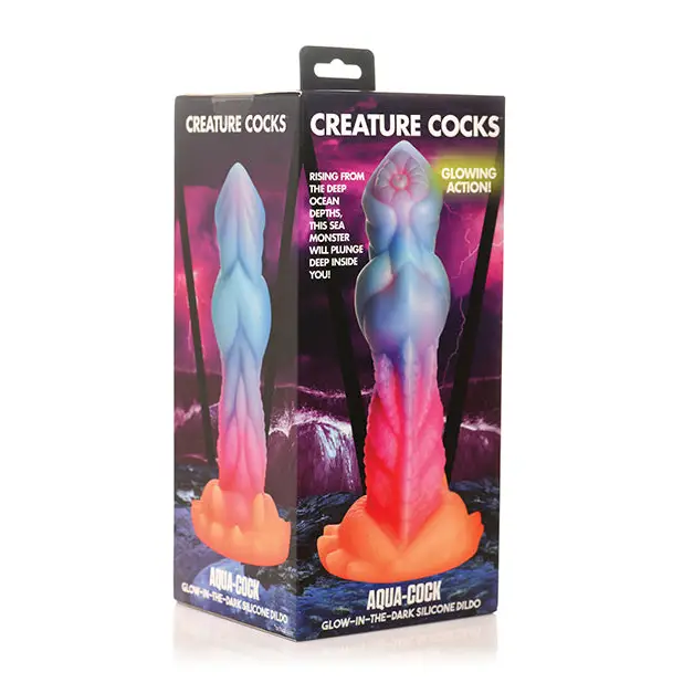 Creature Cocks Glow-in-the-Dark Aqua-Cock Silicone Dildo