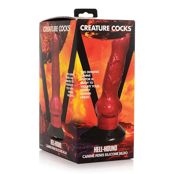 Creature Cocks Hell-Hound Canine Penis Silicone Dildo - Red/Black - Dongs & Dildos