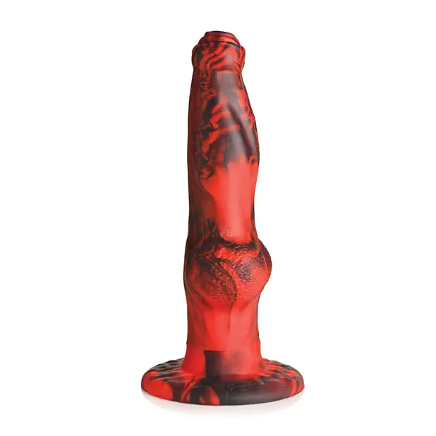 Creature Cocks Hell-Wolf Thrusting & Vibrating Silicone Dildo - Black/Red - Vibrators