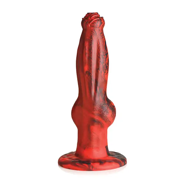 Creature Cocks Hell-Wolf Thrusting & Vibrating Silicone Dildo - Black/Red - Vibrators