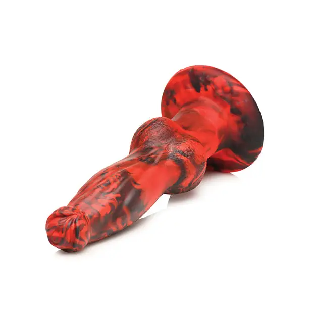 Creature Cocks Hell-Wolf Thrusting & Vibrating Silicone Dildo - Black/Red - Vibrators