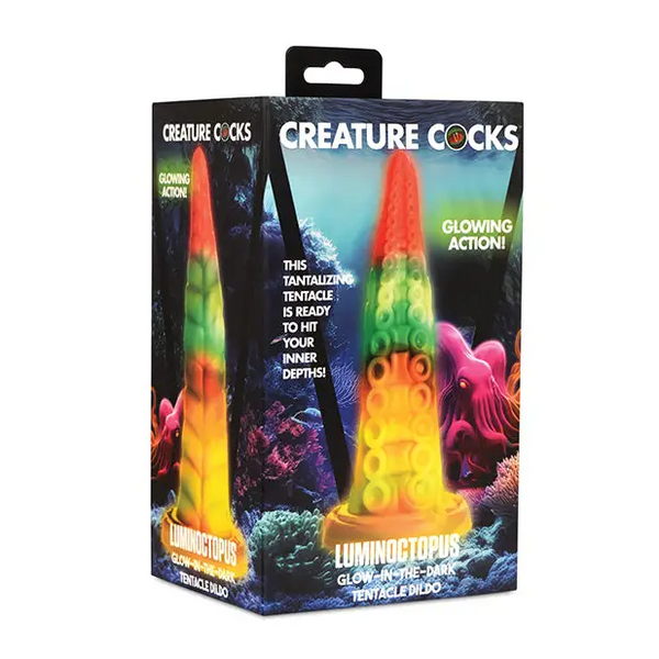 Creature Cocks Luminoctopus Glow-in-the-Dark Tentacle Dildo - Rainbow - Dongs & Dildos