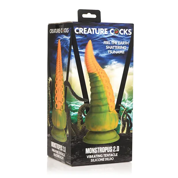 Creature Cocks Monstropus 2.0 Vibrating Tentacle Silicone Dildo - Yellow/Green - Vibrators