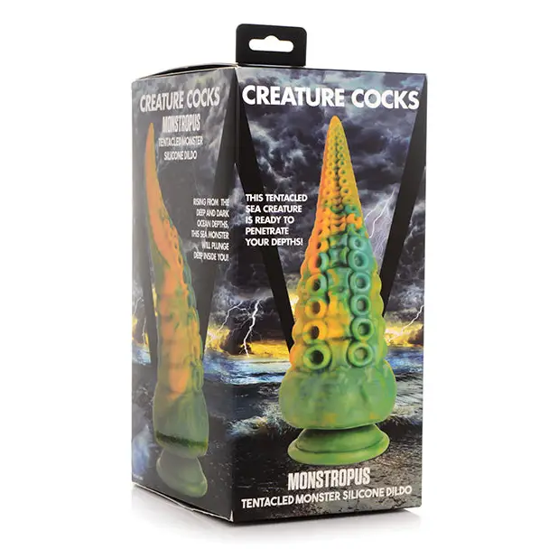 Creature Cocks Monstropus Tentacled Monster Silicone Dildo - Green/Yellow - Dongs & Dildos