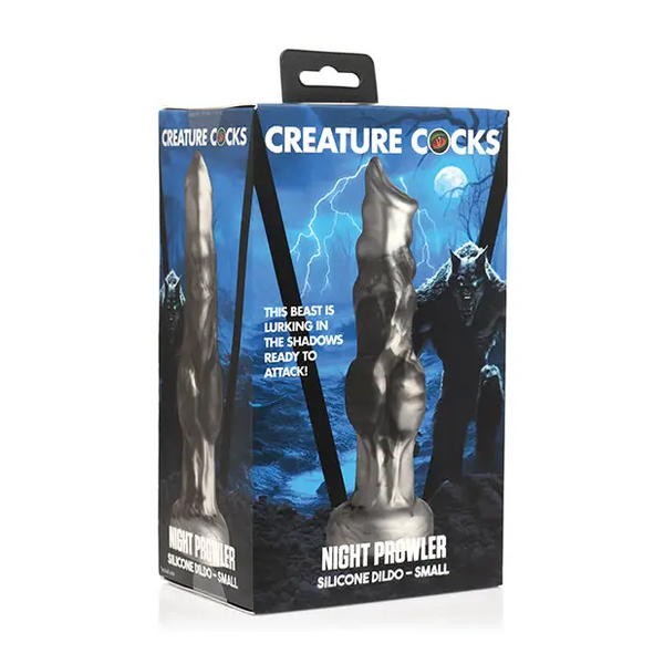 Creature Cocks Night Prowler Silicone Dildo - Small Black/Silver - Dongs & Dildos