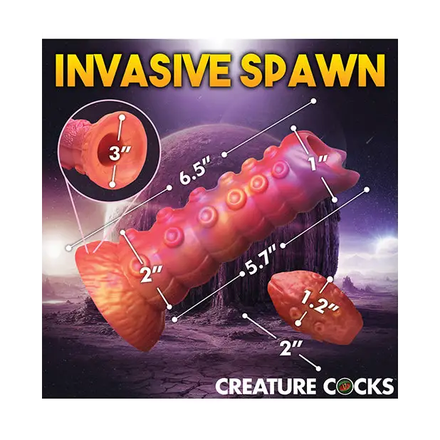 Creature Cocks Nymphoid Ovipositor Silicone Dildo w/Eggs - Multi Color - Dongs & Dildos