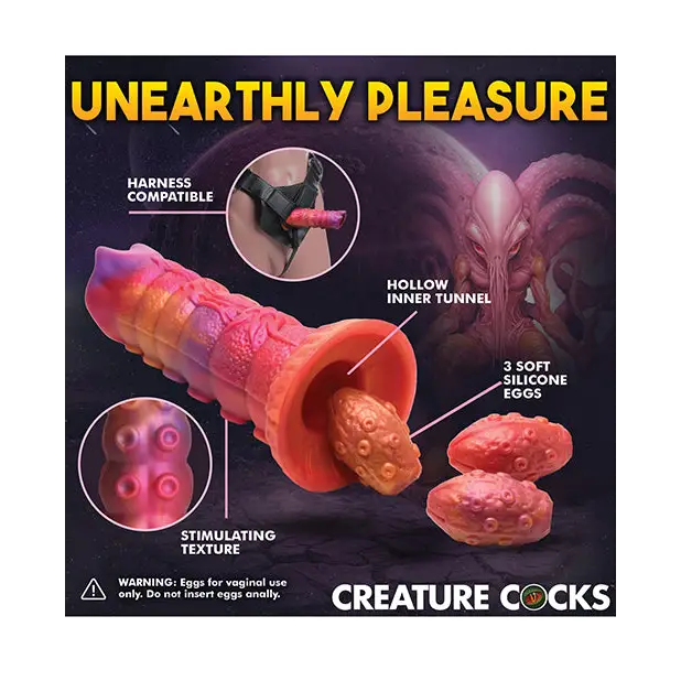 Creature Cocks Nymphoid Ovipositor Silicone Dildo w/Eggs - Multi Color - Dongs & Dildos