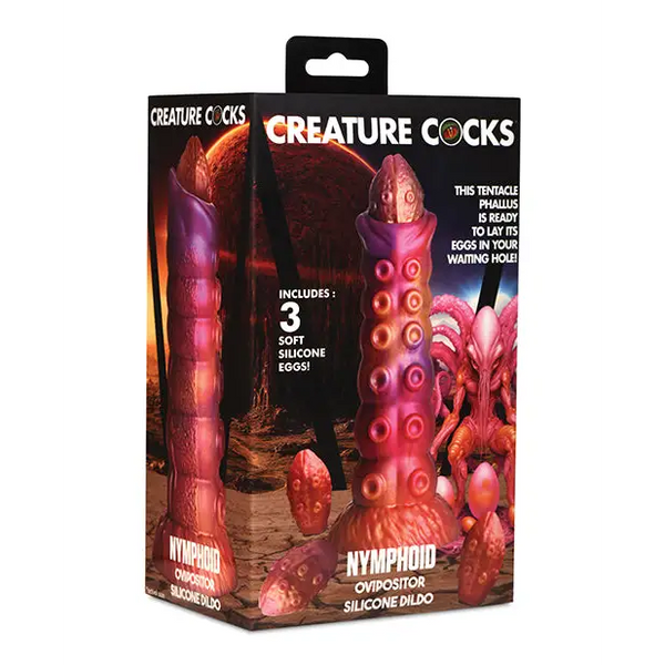 Creature Cocks Nymphoid Ovipositor Silicone Dildo w/Eggs - Multi Color - Dongs & Dildos