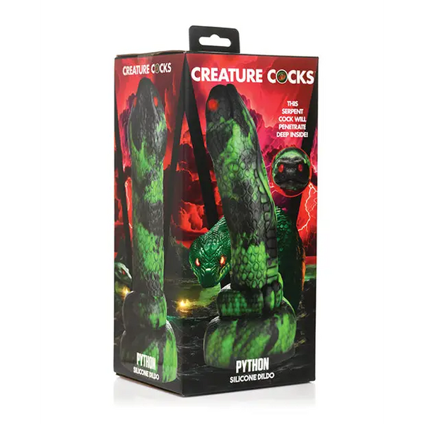 Creature Cocks Python Silicone Dildo - Black/Green - Dongs & Dildos