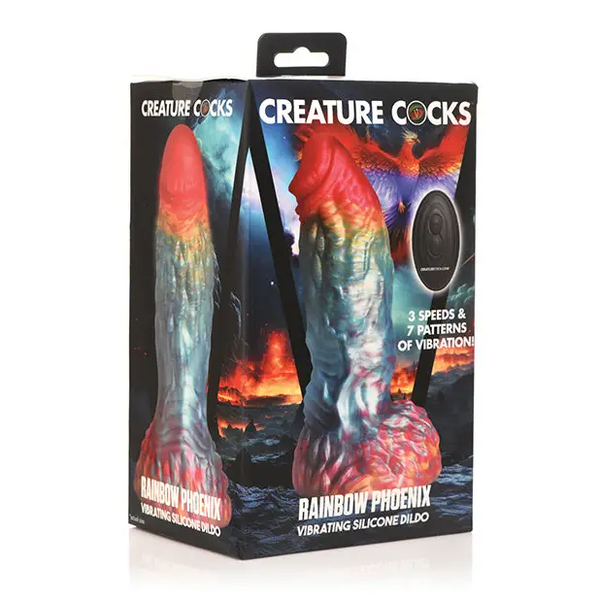 Creature Cocks Rainbow Phoenix Vibrating Dildo w/Remote Control - Rainbow - Vibrators