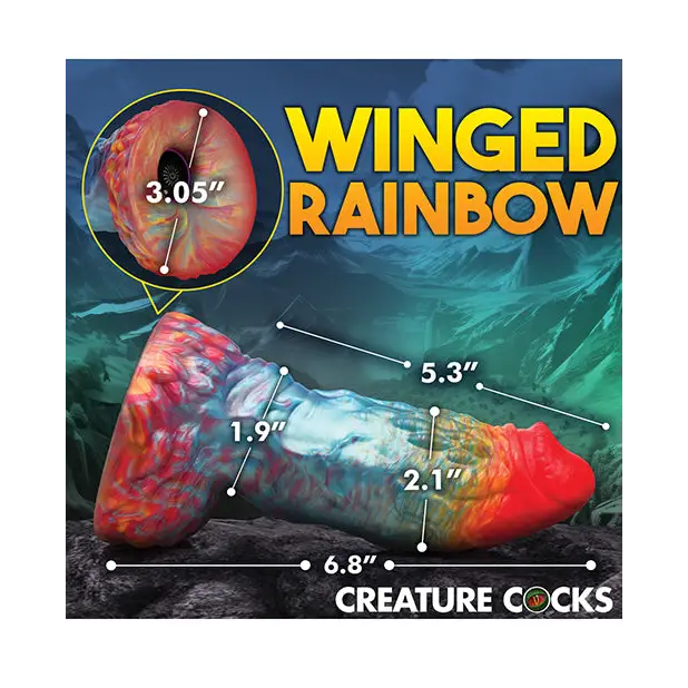 Creature Cocks Rainbow Phoenix Vibrating Dildo w/Remote Control - Rainbow - Vibrators