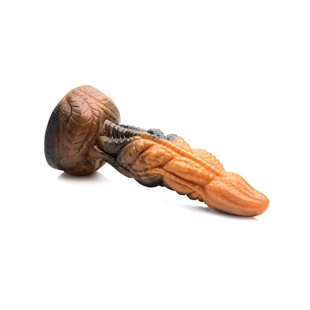 Creature Cocks Ravager Rippled Tentacle Silicone Dildo - Orange/Black - Dongs & Dildos