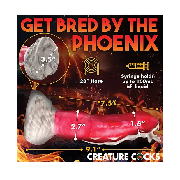 Creature Cocks Resurrector Phoenix Squirting Silicone Dildo - Red/White - Dongs & Dildos
