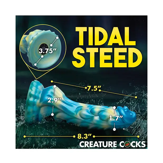 Creature Cocks Sea Stallion Vibrating Dildo w/ Remote - Blue/Yellow - Dongs & Dildos