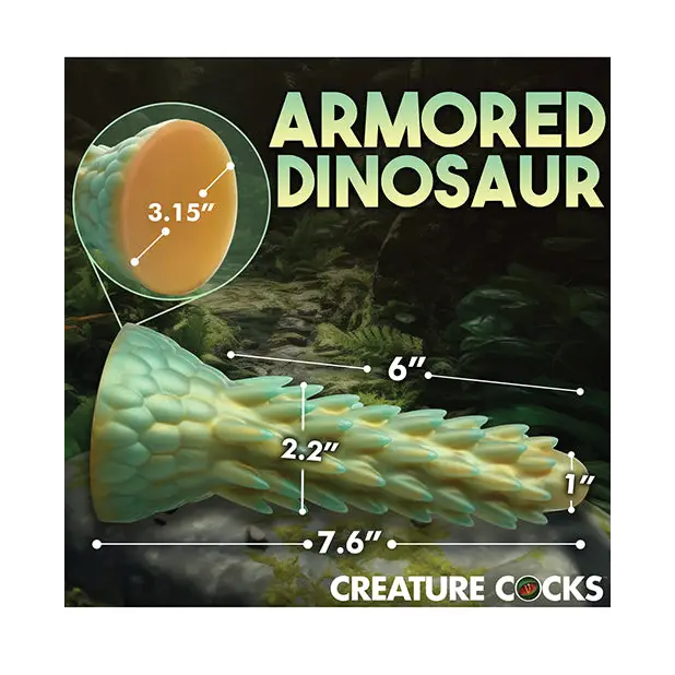 Creature Cocks Stegosaurus Spiky Reptile Silicone Dildo - Teal/Gold