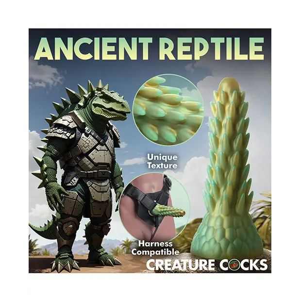 Creature Cocks Stegosaurus Spiky Reptile Silicone Dildo - Teal/Gold