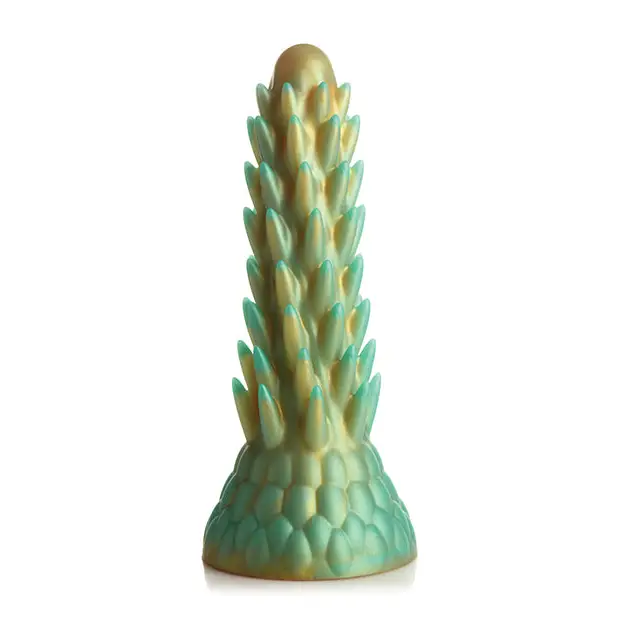 Creature Cocks Stegosaurus Spiky Reptile Silicone Dildo - Teal/Gold