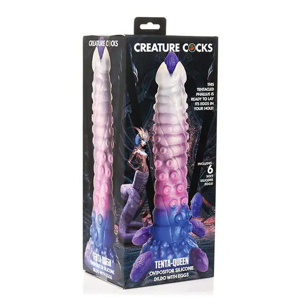 Creature Cocks Tenta-Queen Ovipositor Silicone Dildo w/Eggs - Multi Color - Dongs & Dildos