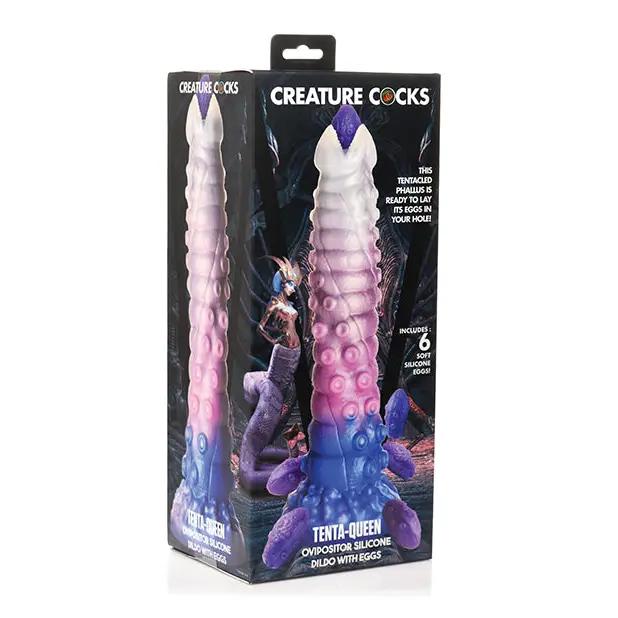 Creature Cocks Tenta-Queen Ovipositor Silicone Dildo w/Eggs - Multi Color - Dongs & Dildos
