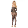 Crotchless Fishnet Printed Spaghetti Strap Bodystocking Black O/S - Lingerie - Packaged