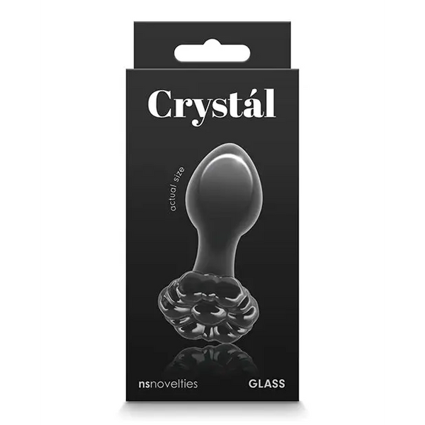 Crystal Flower Butt Plug - Black - Anal Products
