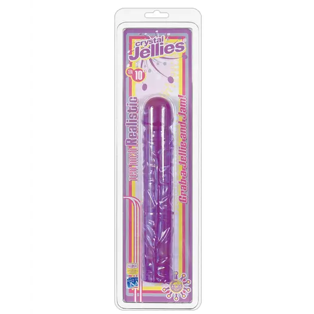 Crystal Jellies 10’’ Classic Dildo - Purple - Dongs & Dildos