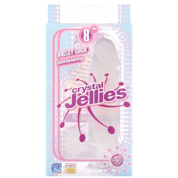Crystal Jellies 8’’ Ballsy Cock - Clear - Dongs & Dildos