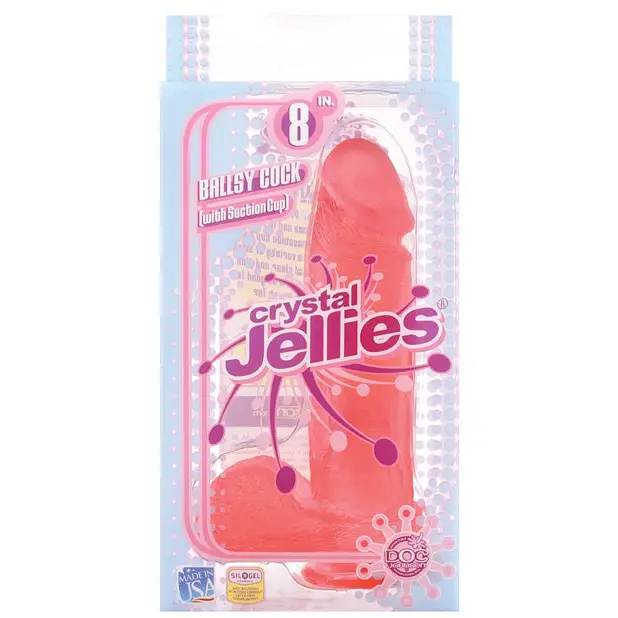 Crystal Jellies 8’’ Ballsy Cock - Pink - Dongs & Dildos