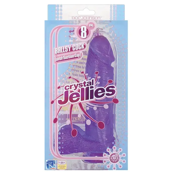 Crystal Jellies 8’’ Ballsy Cock - Purple - Dongs & Dildos