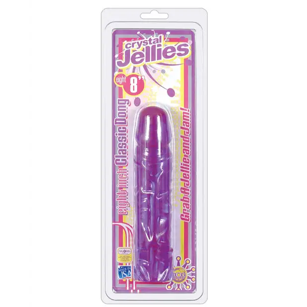 Crystal Jellies 8’’ Classic Dildo - Purple - Dongs & Dildos