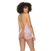 Crystal Pink Halter Crotchless Teddy Pink/Silver O/S - Lingerie - Hanging