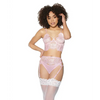Crystal Pink Longline Bra Garter Belt & Panty Pink SM - Lingerie - Hanging