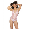 Crystal Pink Peek a Boo Crotchless Teddy Pink O/S - Lingerie - Hanging