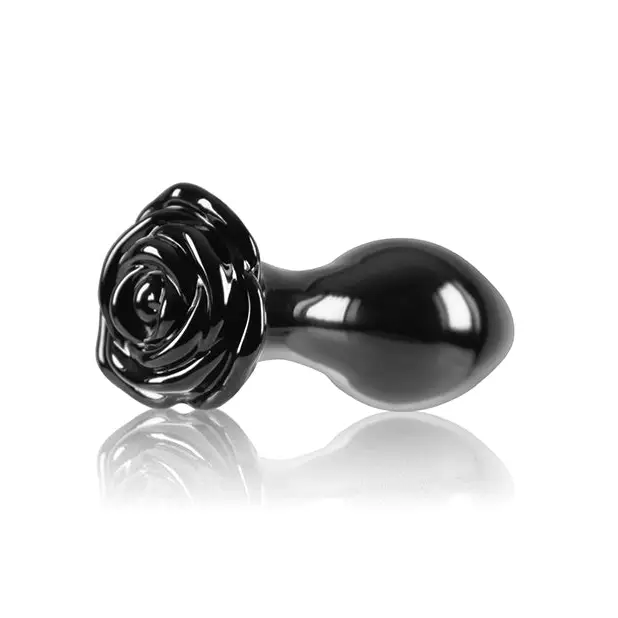 Crystal Rose Butt Plug - Black - Anal Products