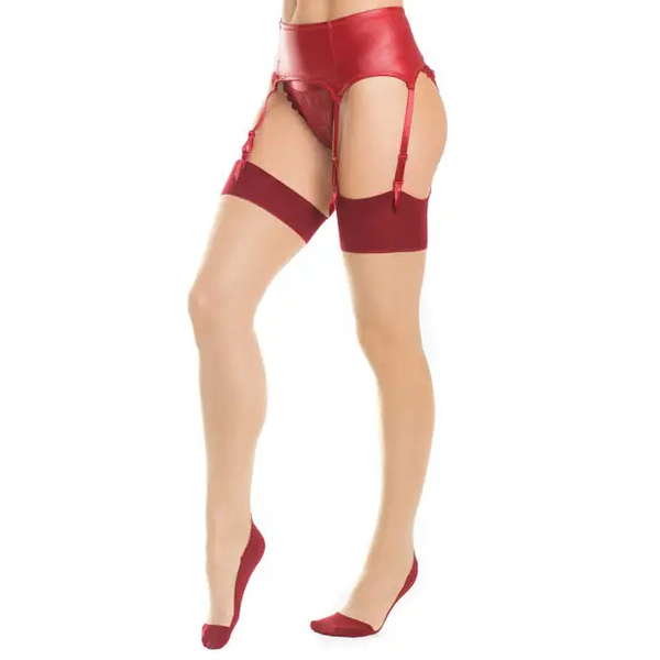 Cuban Heel & Sheer Thigh High w/Back Seam Merlot/Nude O/S - Lingerie - Packaged
