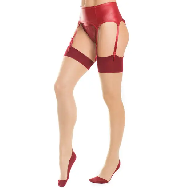 Cuban Heel & Sheer Thigh High w/Back Seam Merlot/Nude O/S - Lingerie - Packaged