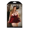 Curve Andi Caged Halter Babydoll w/Panty Garnet 1X/2X - Lingerie - Plus/Queen - Packaged
