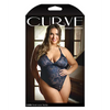 Curve Cara Stretch Lace Teddy w/Snap Crotch Ink Blue 1X/2X - Lingerie - Plus/Queen - Packaged