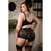 Curve Chloe Lace Bra & High Waist Panty w/Detachable Garters Black 1X/2X - Lingerie - Plus/Queen - Packaged