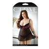Curve Madison Soft Cup Babydoll w/Garters & Panty Black/Pink 3X/4X - Lingerie - Plus/Queen - Packaged